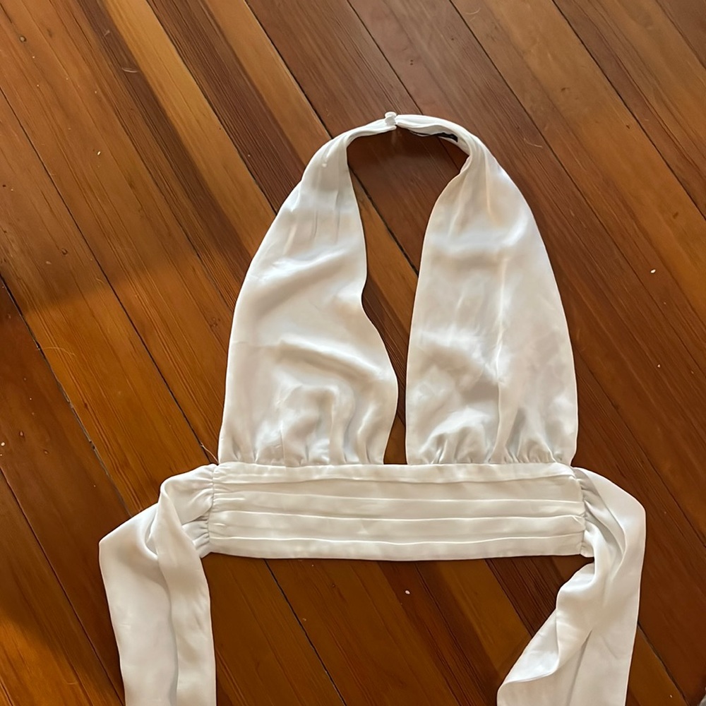 white satin zara halter top